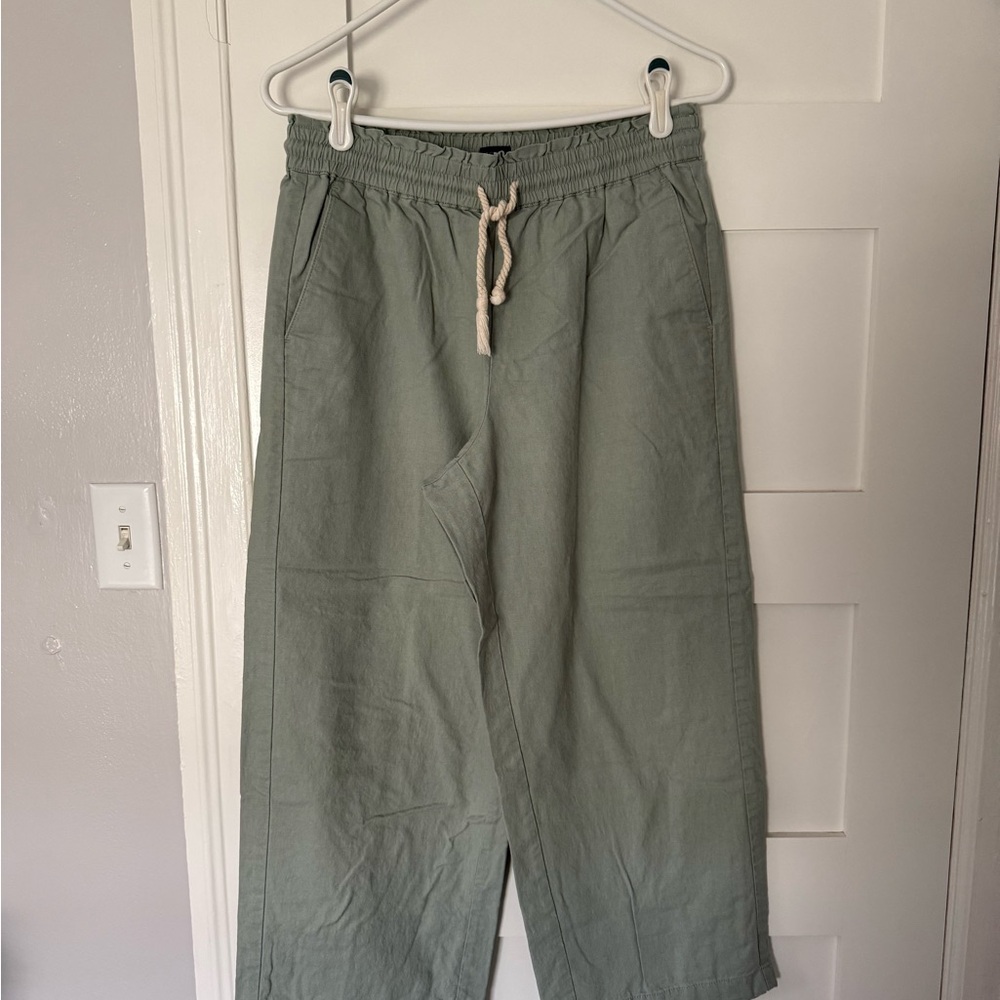 J. Crew Factory Linen-Cotton Cropped Drawstring Pants
